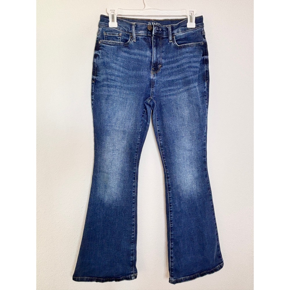 ANA A New Approach High Rise Flare Jeans Womens 6P Blue Denim Petite Stretch